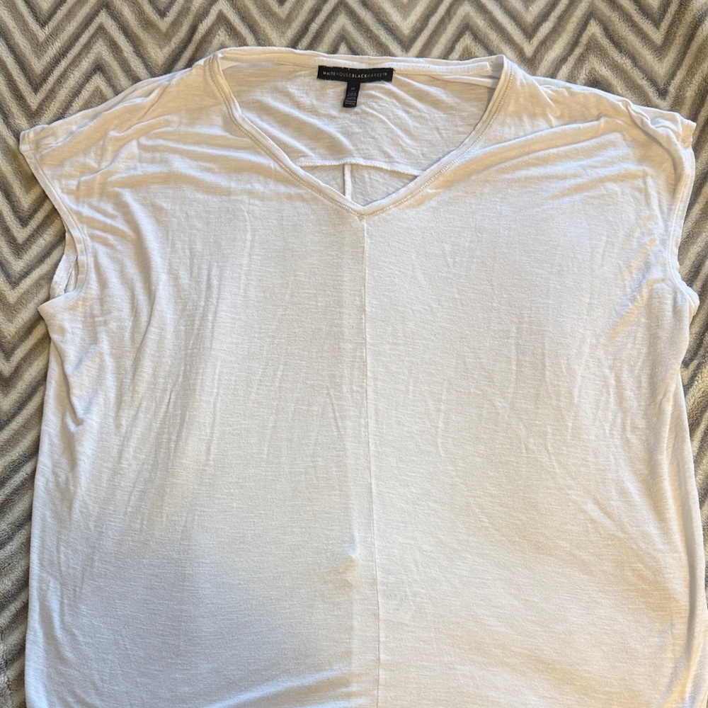 White House Black Market V-Neck Tee with Center Seam